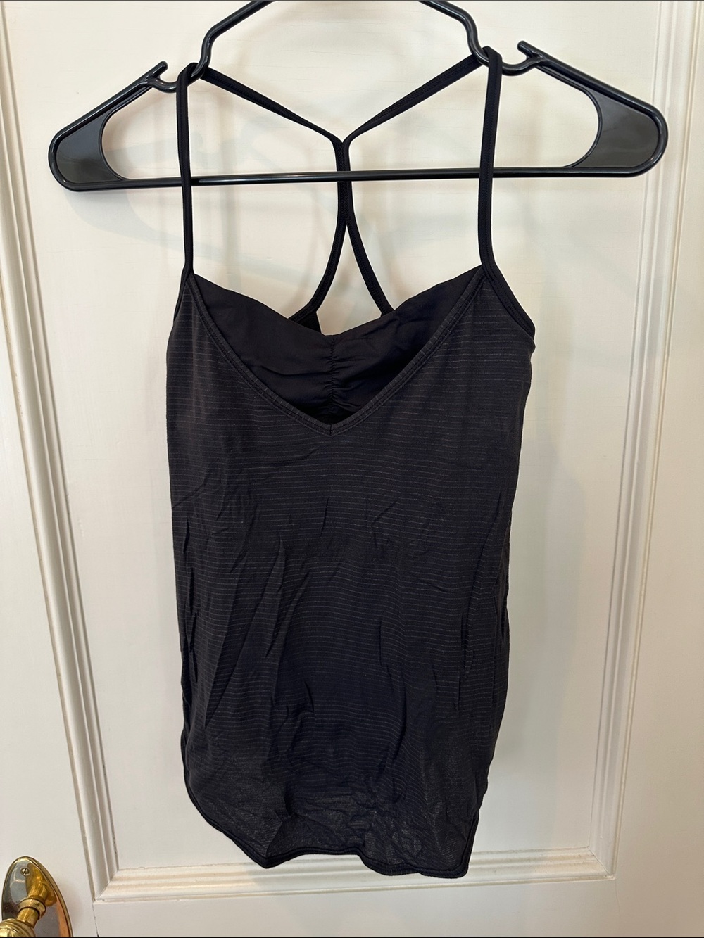 Lululemon Roll Out Tank Top Blk/gray stripe “Wee Stripe” Sz 2